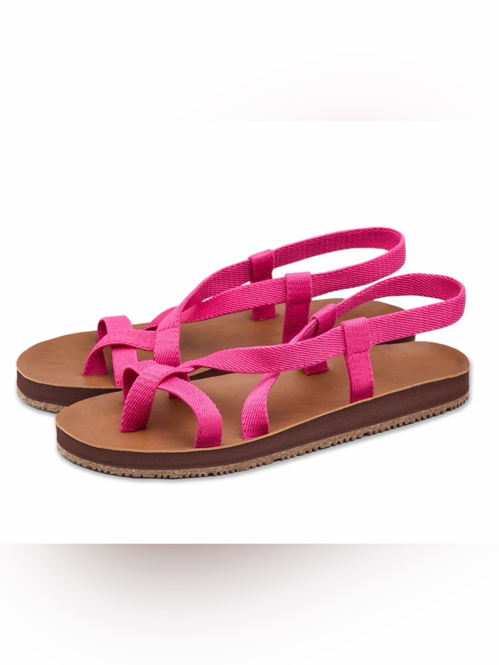 Women's Pink Elastic Strap Sandals - Casual Summer Footwear